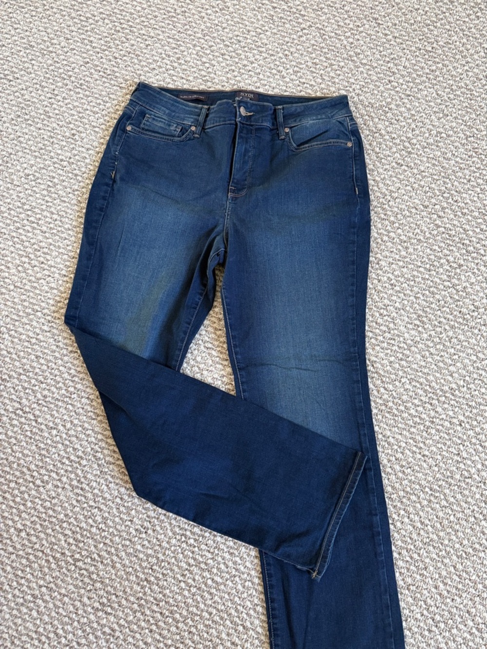 NYDJ Women's Dark Blue Boot Cut Jeans with Subtle Whiskering
